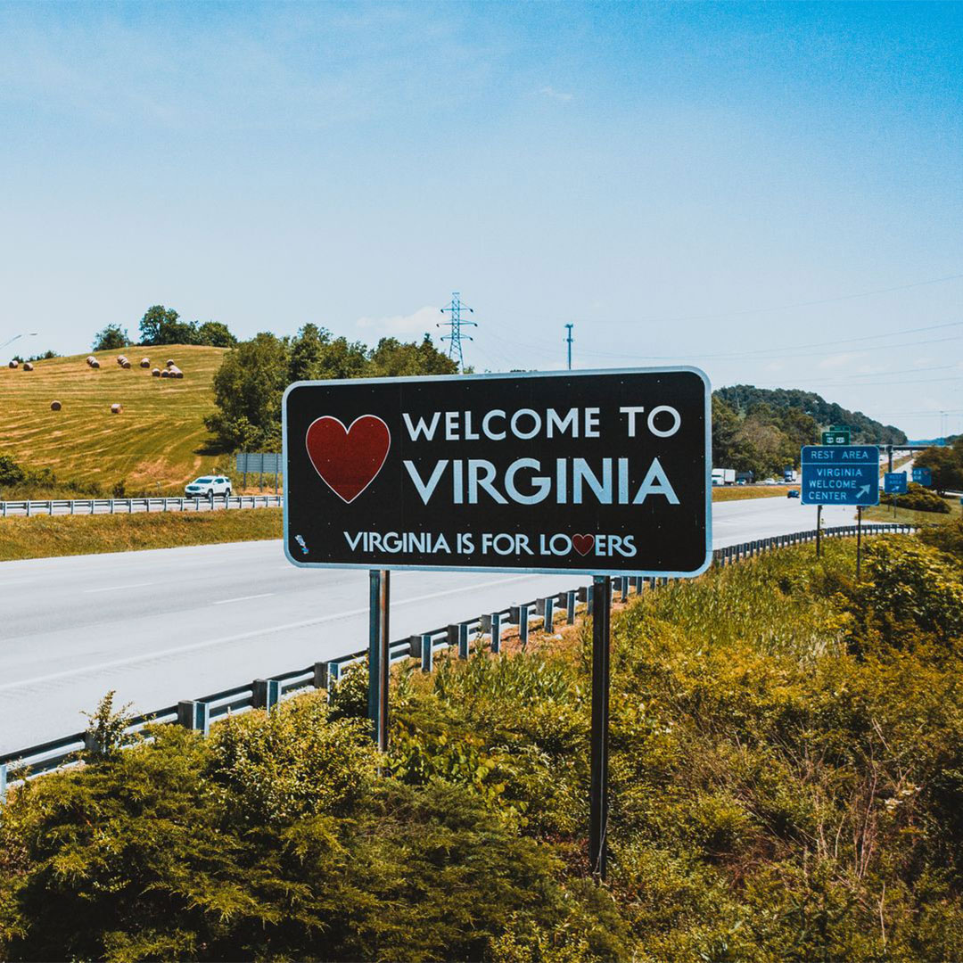 Welcome sign for Virginia